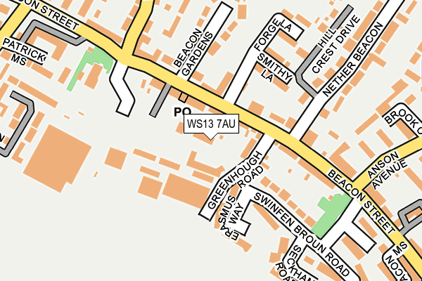 WS13 7AU map - OS OpenMap – Local (Ordnance Survey)
