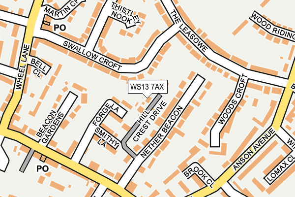 WS13 7AX map - OS OpenMap – Local (Ordnance Survey)