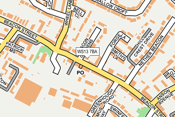 WS13 7BA map - OS OpenMap – Local (Ordnance Survey)