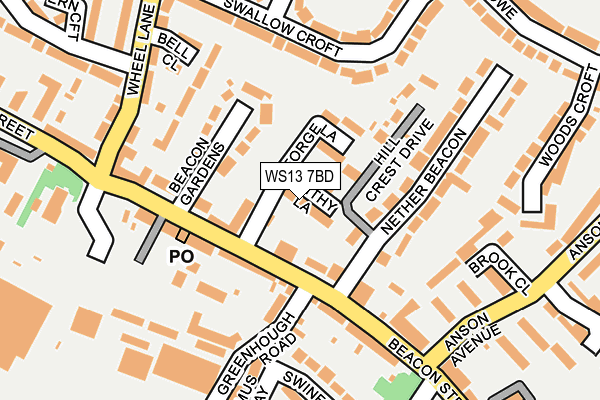 WS13 7BD map - OS OpenMap – Local (Ordnance Survey)