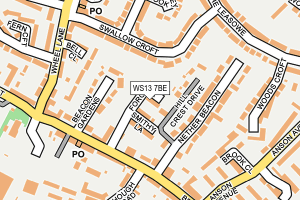 WS13 7BE map - OS OpenMap – Local (Ordnance Survey)