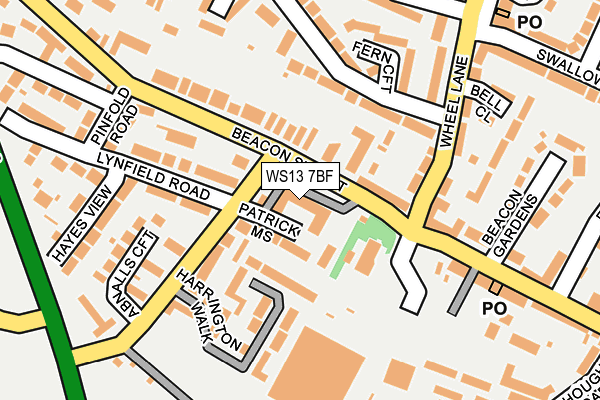 WS13 7BF map - OS OpenMap – Local (Ordnance Survey)