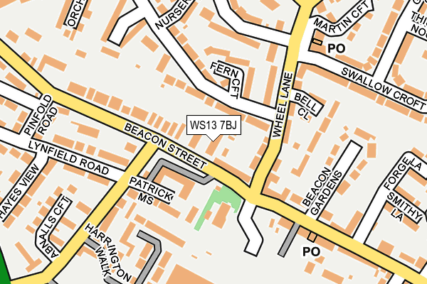WS13 7BJ map - OS OpenMap – Local (Ordnance Survey)
