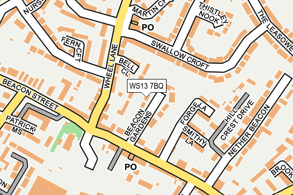 WS13 7BQ map - OS OpenMap – Local (Ordnance Survey)