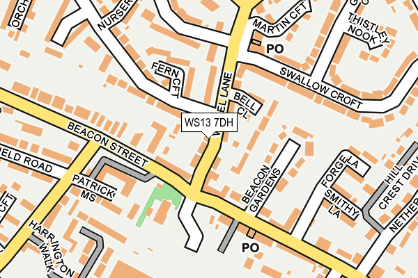 WS13 7DH map - OS OpenMap – Local (Ordnance Survey)