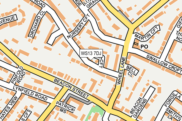 WS13 7DJ map - OS OpenMap – Local (Ordnance Survey)