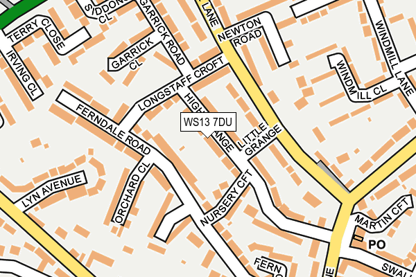WS13 7DU map - OS OpenMap – Local (Ordnance Survey)