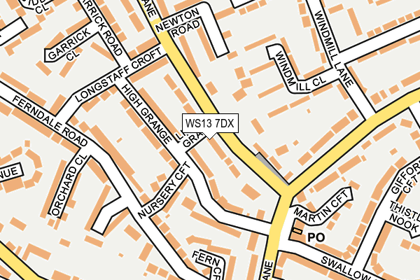 WS13 7DX map - OS OpenMap – Local (Ordnance Survey)