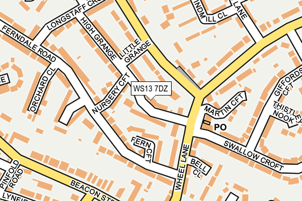 WS13 7DZ map - OS OpenMap – Local (Ordnance Survey)