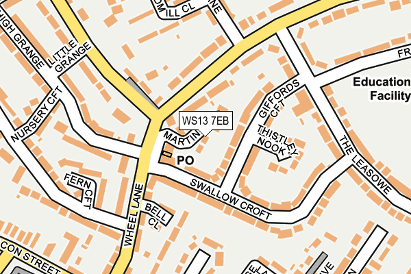 WS13 7EB map - OS OpenMap – Local (Ordnance Survey)