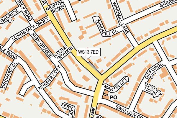 WS13 7ED map - OS OpenMap – Local (Ordnance Survey)
