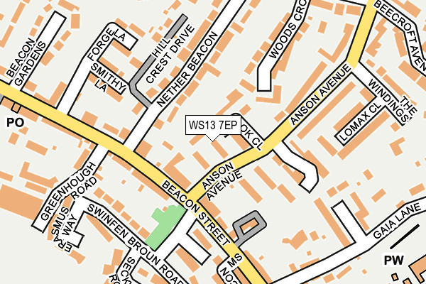 WS13 7EP map - OS OpenMap – Local (Ordnance Survey)