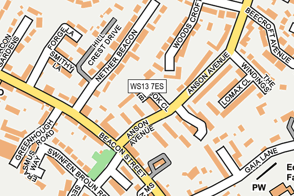 WS13 7ES map - OS OpenMap – Local (Ordnance Survey)
