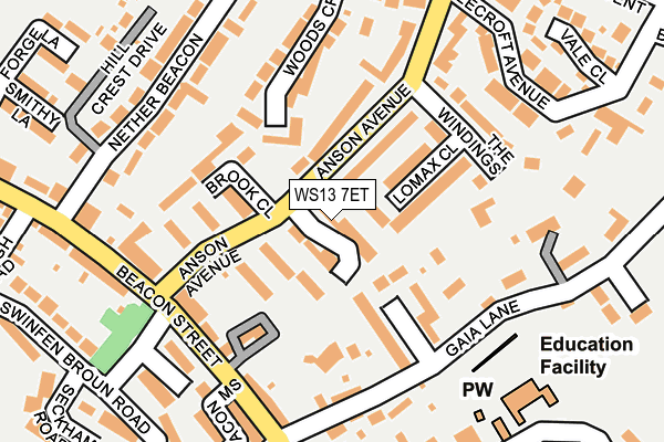 WS13 7ET map - OS OpenMap – Local (Ordnance Survey)