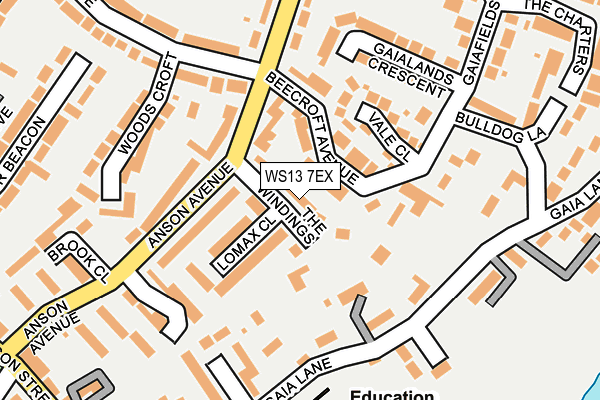 WS13 7EX map - OS OpenMap – Local (Ordnance Survey)