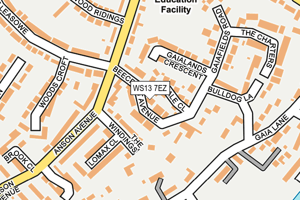 WS13 7EZ map - OS OpenMap – Local (Ordnance Survey)