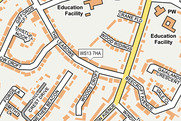 WS13 7HA map - OS OpenMap – Local (Ordnance Survey)