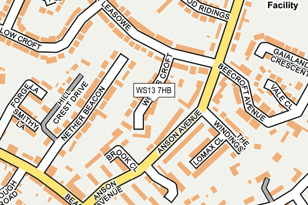 WS13 7HB map - OS OpenMap – Local (Ordnance Survey)