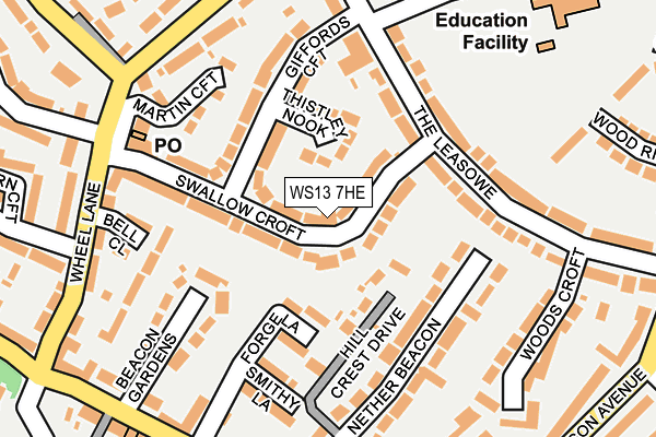 WS13 7HE map - OS OpenMap – Local (Ordnance Survey)