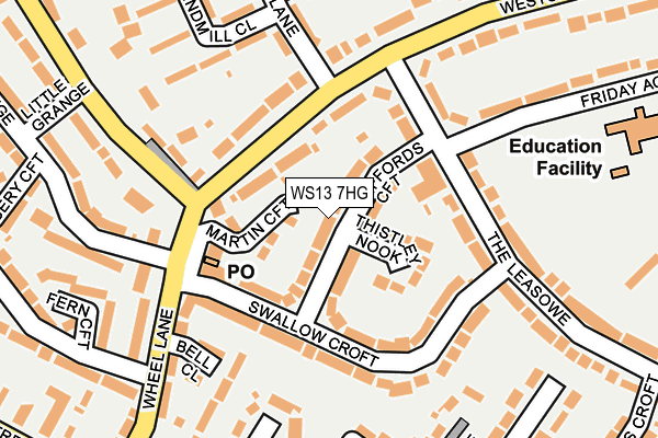 WS13 7HG map - OS OpenMap – Local (Ordnance Survey)