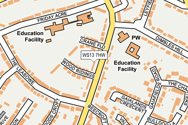 WS13 7HW map - OS OpenMap – Local (Ordnance Survey)