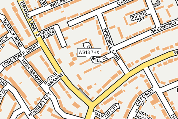 WS13 7HX map - OS OpenMap – Local (Ordnance Survey)