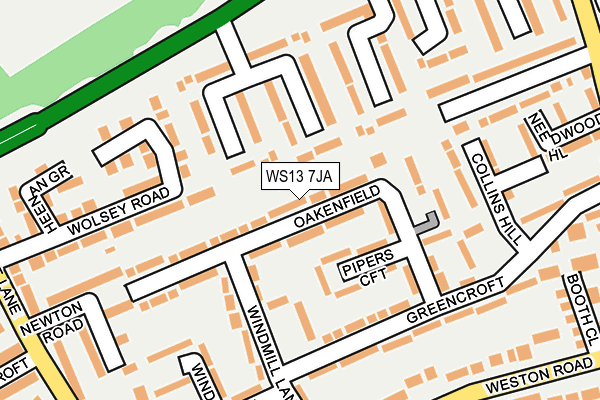 WS13 7JA map - OS OpenMap – Local (Ordnance Survey)
