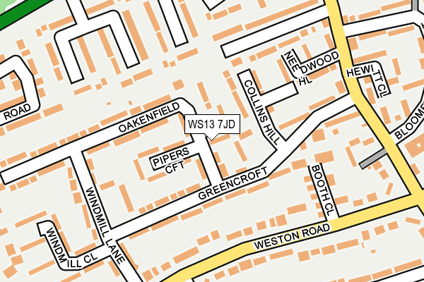 WS13 7JD map - OS OpenMap – Local (Ordnance Survey)