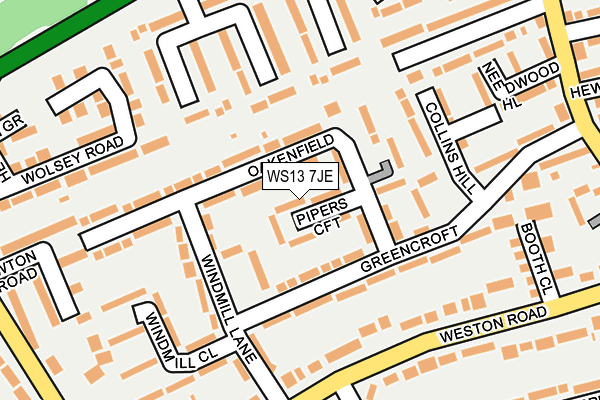 WS13 7JE map - OS OpenMap – Local (Ordnance Survey)