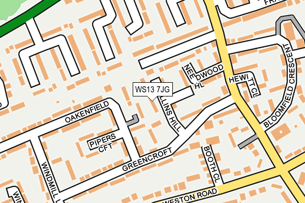 WS13 7JG map - OS OpenMap – Local (Ordnance Survey)
