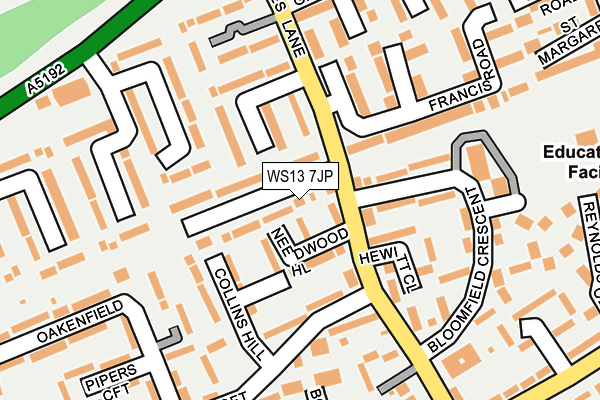 WS13 7JP map - OS OpenMap – Local (Ordnance Survey)
