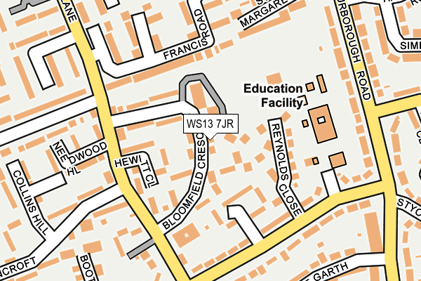 WS13 7JR map - OS OpenMap – Local (Ordnance Survey)