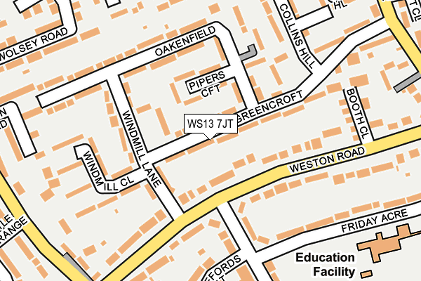 WS13 7JT map - OS OpenMap – Local (Ordnance Survey)