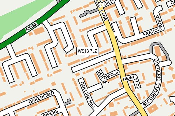 WS13 7JZ map - OS OpenMap – Local (Ordnance Survey)