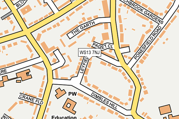 WS13 7NJ map - OS OpenMap – Local (Ordnance Survey)