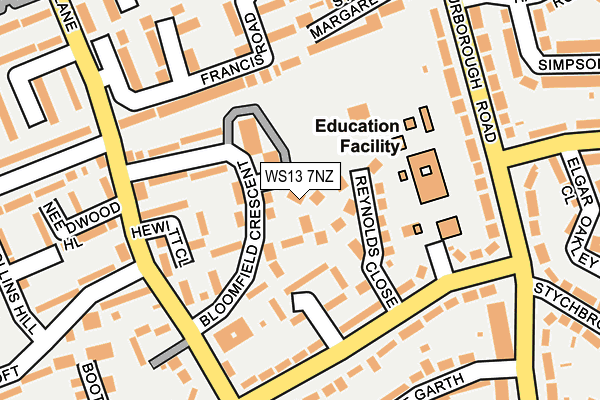 WS13 7NZ map - OS OpenMap – Local (Ordnance Survey)