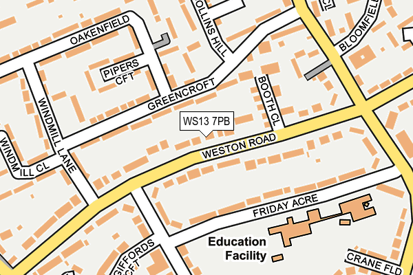 WS13 7PB map - OS OpenMap – Local (Ordnance Survey)