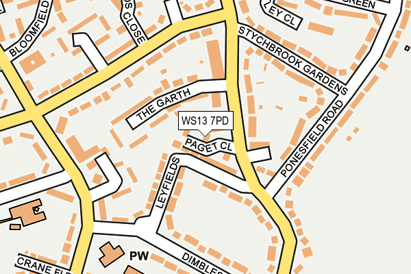 WS13 7PD map - OS OpenMap – Local (Ordnance Survey)