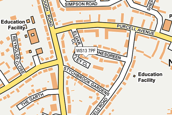 WS13 7PF map - OS OpenMap – Local (Ordnance Survey)