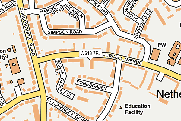 WS13 7PJ map - OS OpenMap – Local (Ordnance Survey)