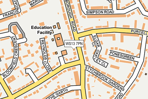 WS13 7PN map - OS OpenMap – Local (Ordnance Survey)