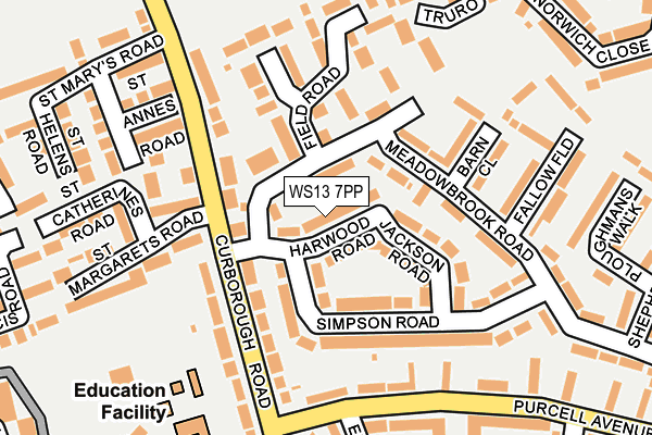 WS13 7PP map - OS OpenMap – Local (Ordnance Survey)