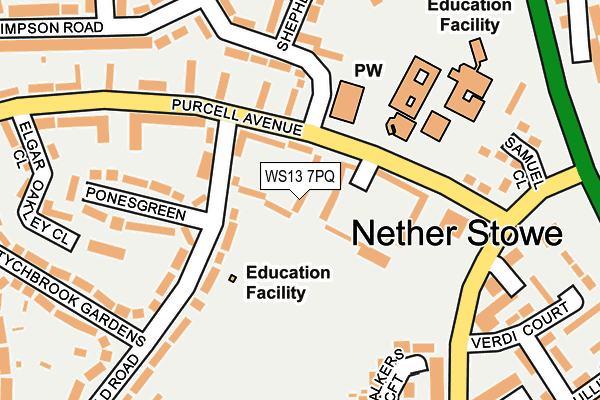 WS13 7PQ map - OS OpenMap – Local (Ordnance Survey)