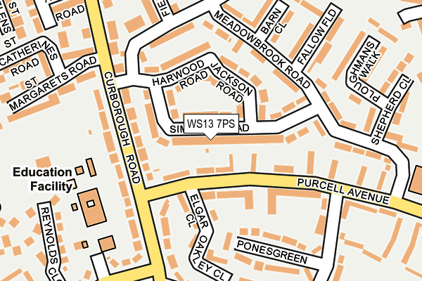 WS13 7PS map - OS OpenMap – Local (Ordnance Survey)
