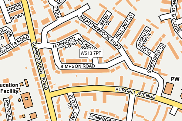 WS13 7PT map - OS OpenMap – Local (Ordnance Survey)