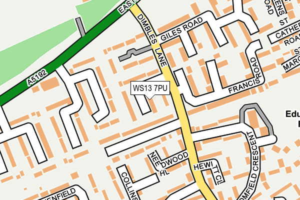 WS13 7PU map - OS OpenMap – Local (Ordnance Survey)