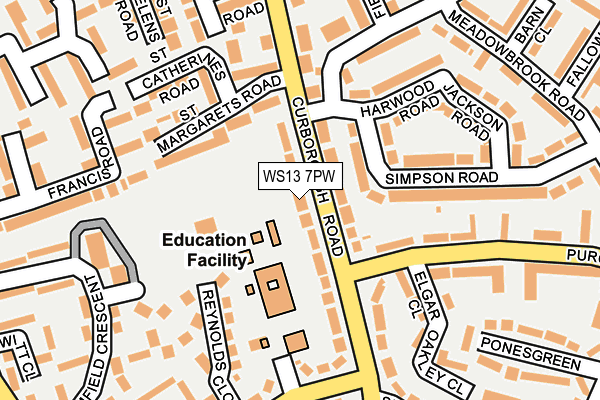 WS13 7PW map - OS OpenMap – Local (Ordnance Survey)