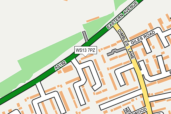 WS13 7PZ map - OS OpenMap – Local (Ordnance Survey)