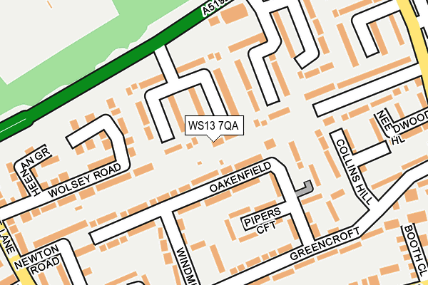 WS13 7QA map - OS OpenMap – Local (Ordnance Survey)