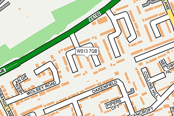 WS13 7QB map - OS OpenMap – Local (Ordnance Survey)